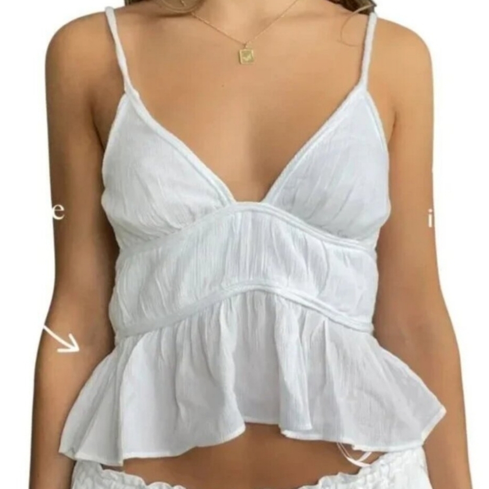 ZARA WHITE WOVEN TANK TOP